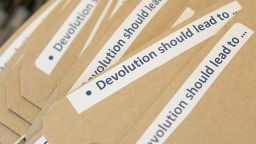 Labels that read 'Devolution should lead to...'