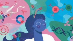 Abstract woman scientist illustration