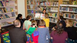Spanish story-telling from Andira Hernandez Monzoy in the new library section