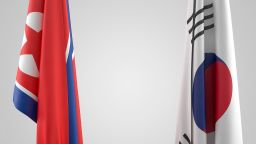 Both South and North Korean flags