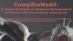 Insigneo event flyer: CompBioMedX: In Silico Medicine to Improve Management of Stroke and Intracranial Aneurysms An opportunity for clinicians to learn about how computational biomedicine could benefit healthcare