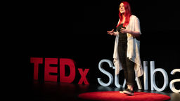 Sarah Manzie delivering a TEDx Talk
