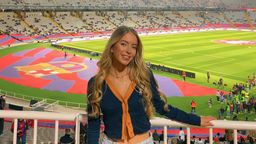 Student Georgia Renshaw at a football game in Barcelona, Spain