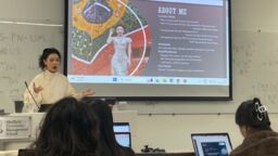Shengyao presenting to her classmates about the G20.