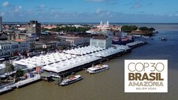 City of Belem, Brazil, with the COP30 logo on top