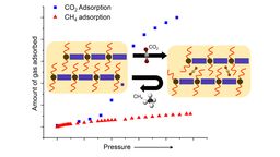 An illustration that shows how the new material captures CO2