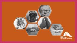 An orange background with hexagons featuring black and white images, including an owl, socks and Sonic the Hedgehog