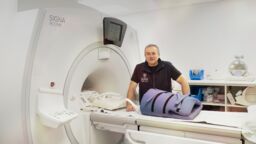 Professor Jim Wild and an MRI scanner