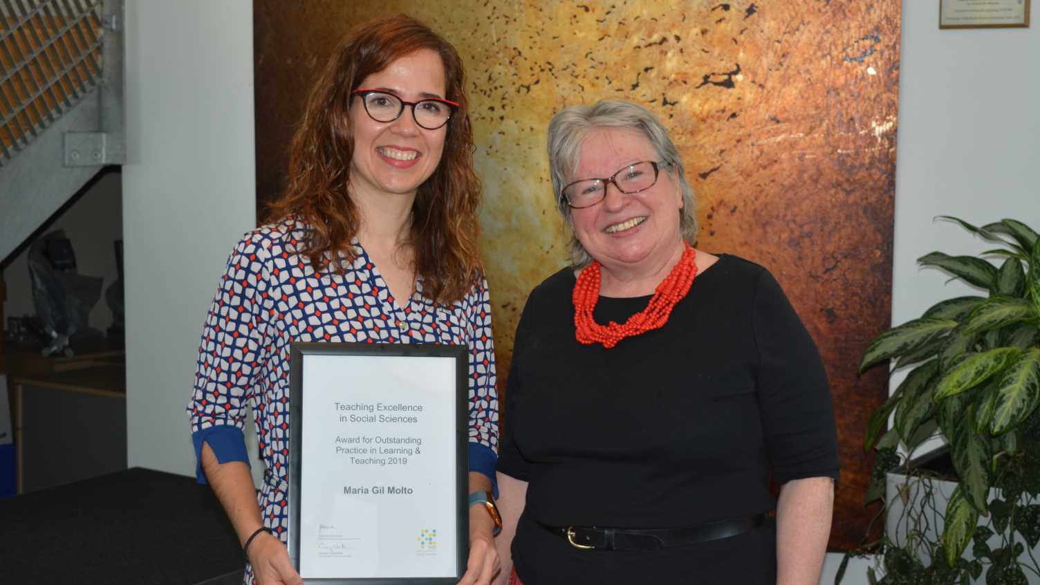 Thumbnail for Dr Maria Gil Molto receives teaching excellence award | Economics 