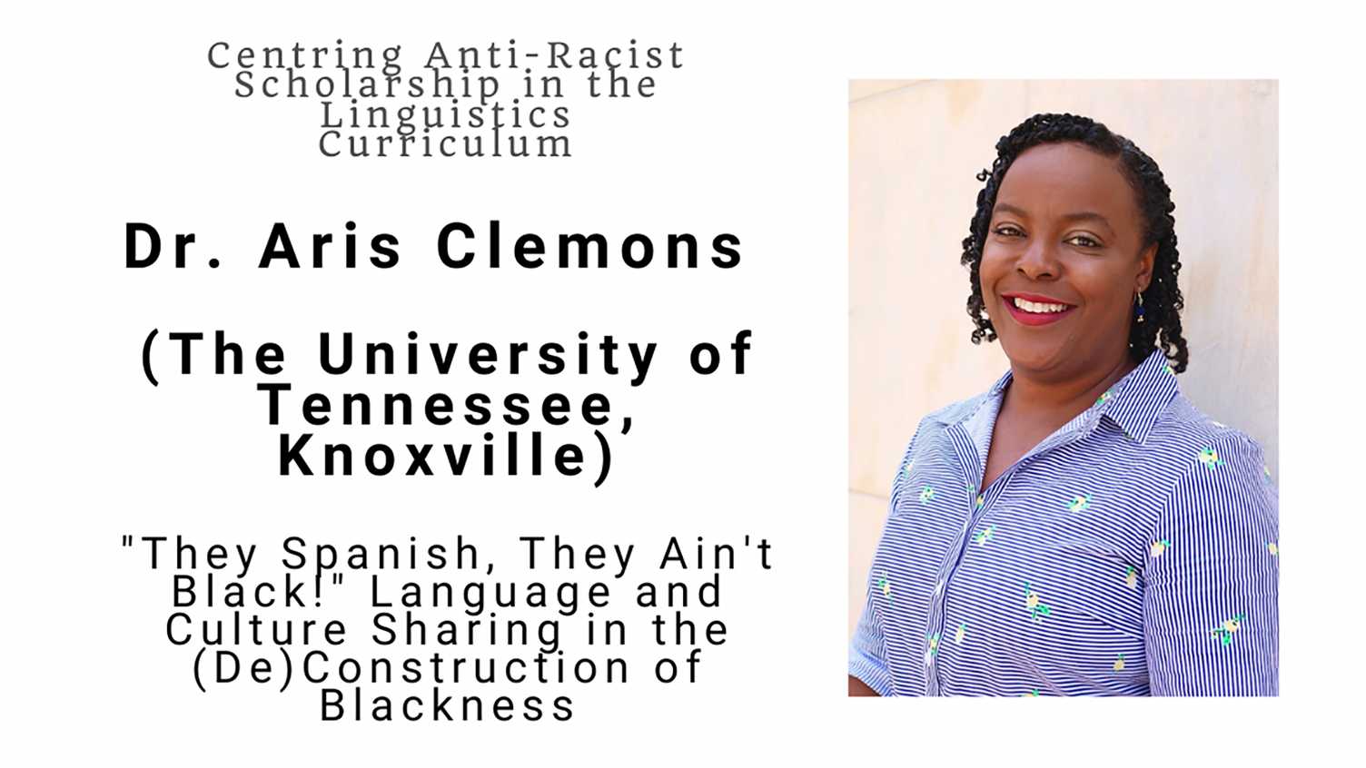 Thumbnail for Online workshop: Dr Aris Clemons (University of Tennessee, Knoxville) - 