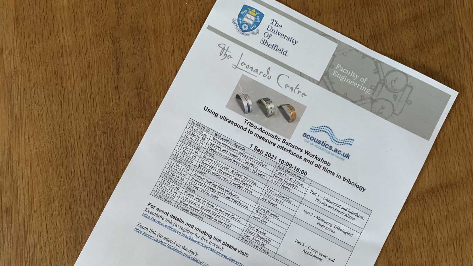 Thumbnail for Tribo-Acoustic Sensors Workshop - 1 Sep 2021 | Leonardo Centre 