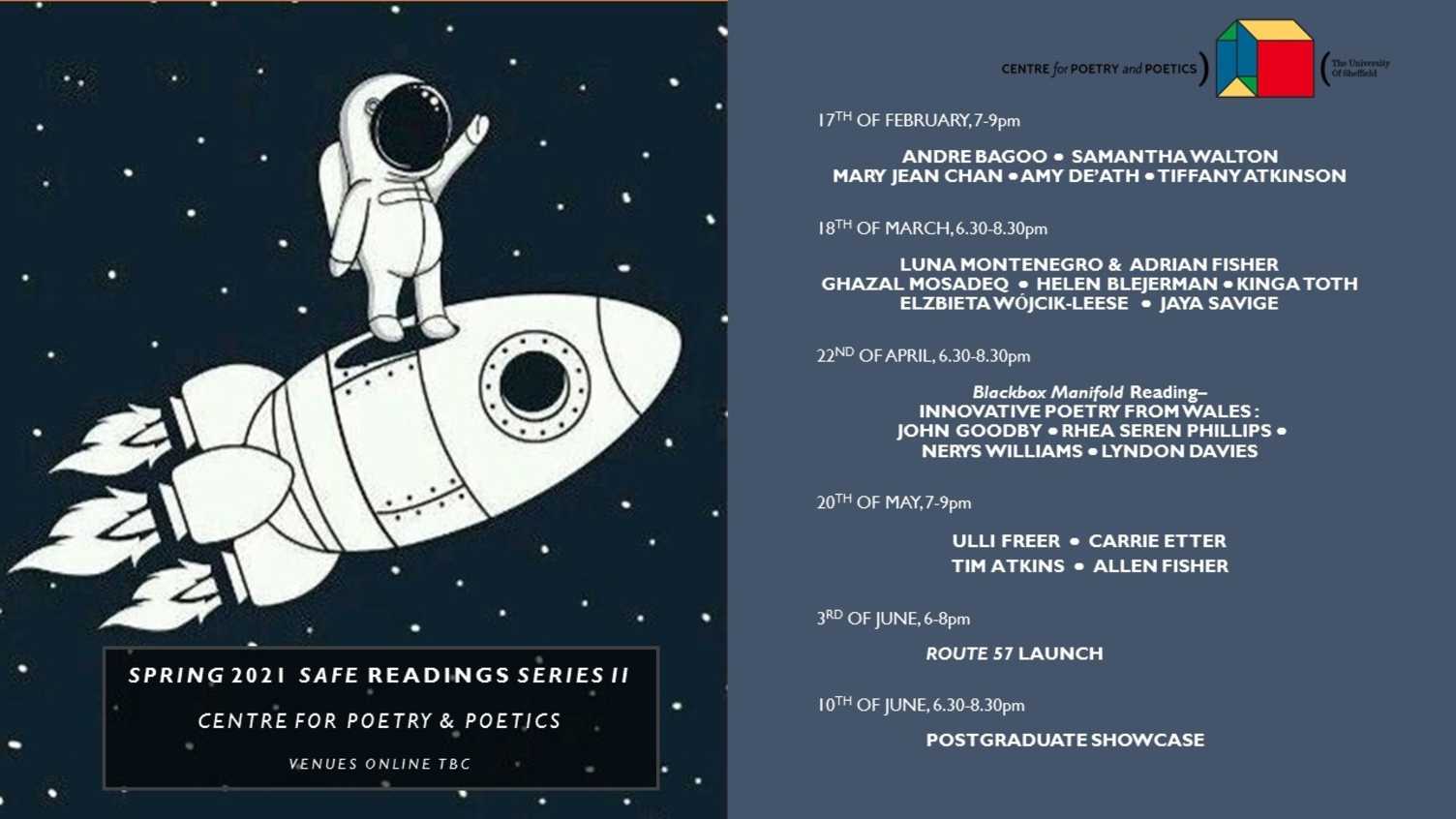 Thumbnail for Centre for Poetry and Poetics Presents: Spring 2021 Safe Readings Series 2 | Poe…