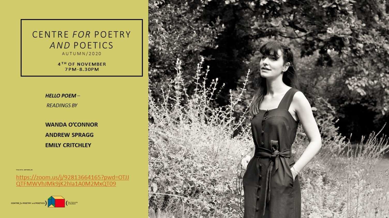Thumbnail for Centre for Poetry and Poetics Presents: Wanda O'Conner/Andrew Spragg/ Emily Crit…