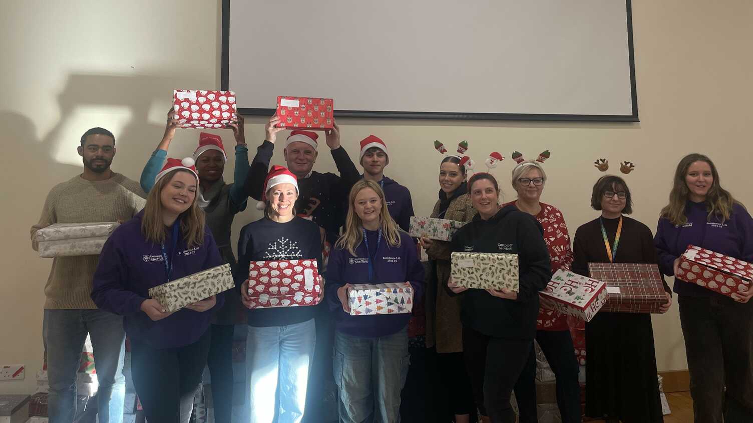 Thumbnail for Over 150 Christmas shoeboxes donated to local charities by University of Sheffie…